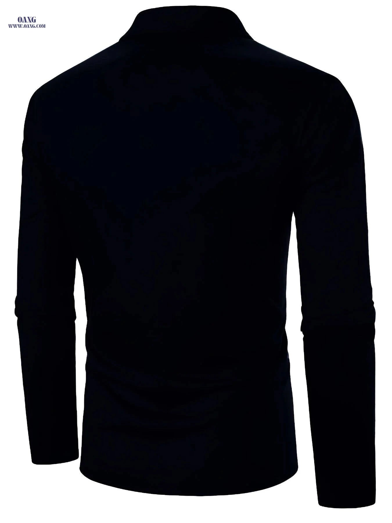 Men's Casual Long Sleeve Patchwork Shirt - Geometric Design, Regular Fit   OAXG 