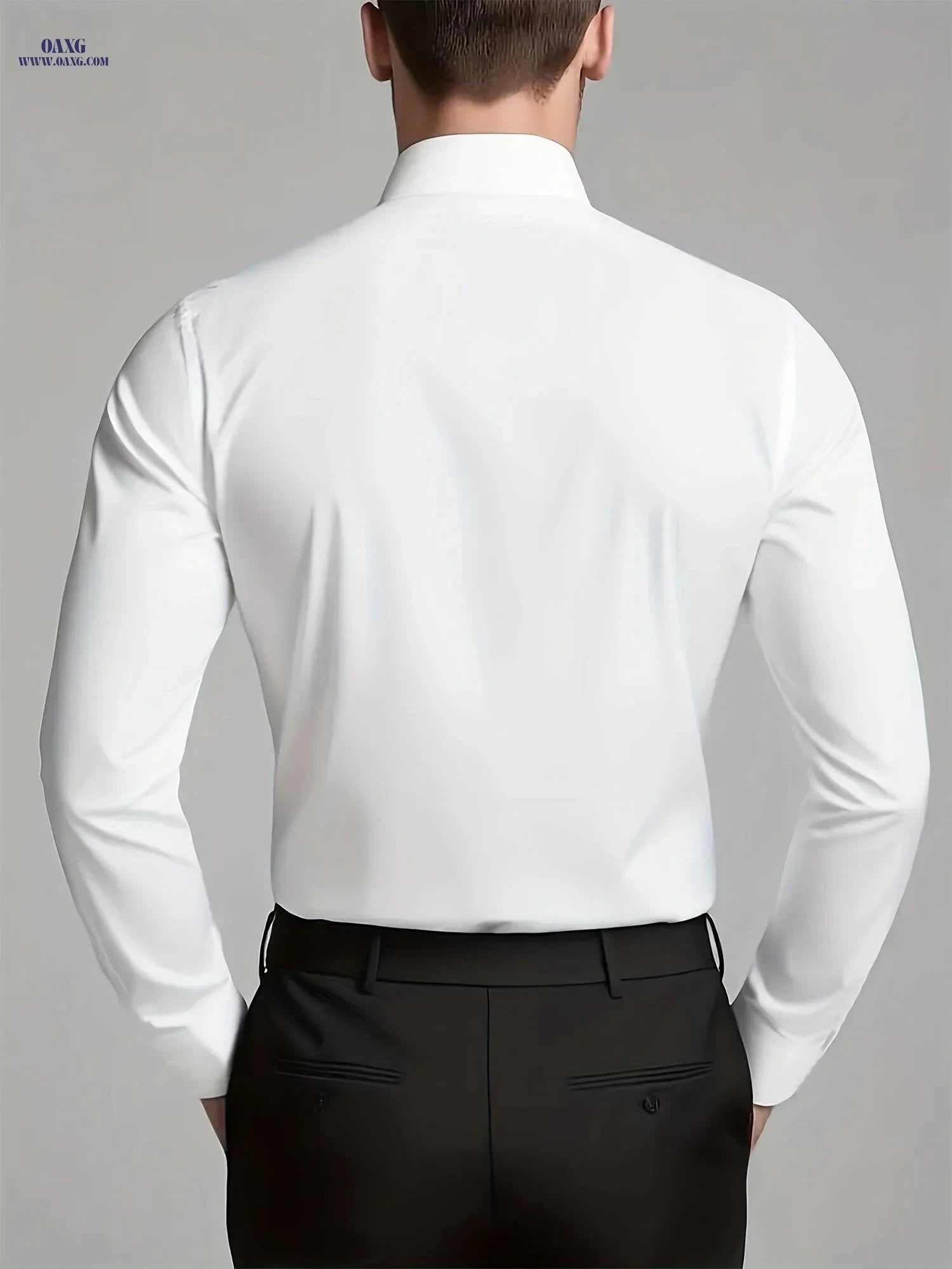 Men's Casual Long Sleeve Shirt - Solid Color, Regular Fit Polyester   OAXG 