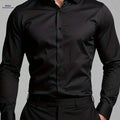 Men's Casual Long Sleeve Shirt - Solid Color, Regular Fit Polyester   OAXG 