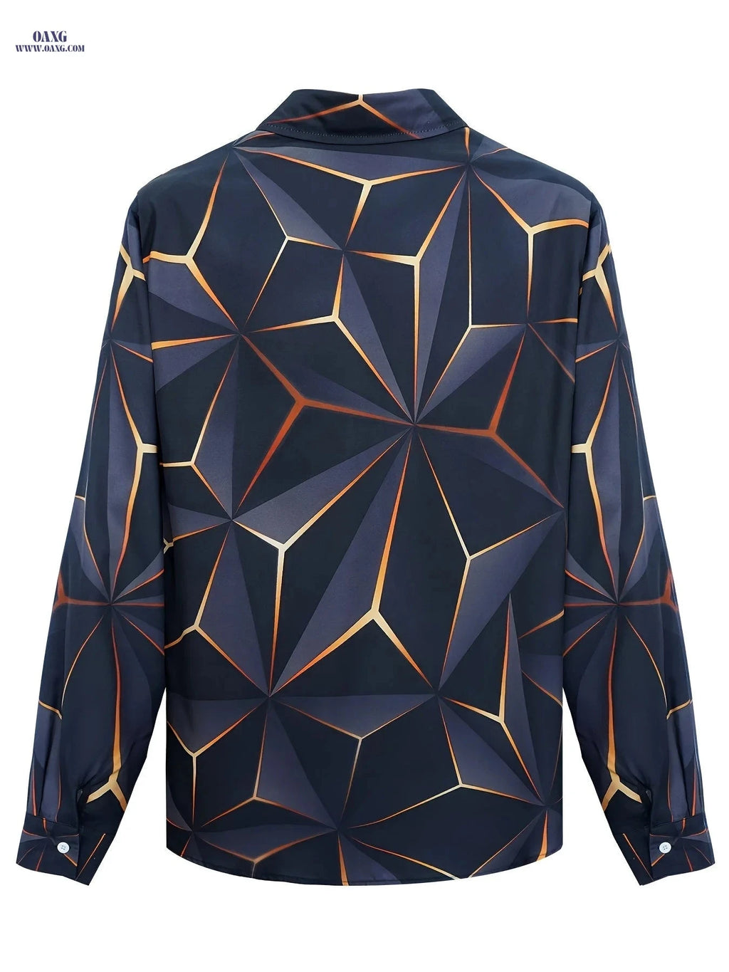 Men's Casual Long Sleeve Shirt - Unique Geometric Print, Polyester   OAXG Black / FR S