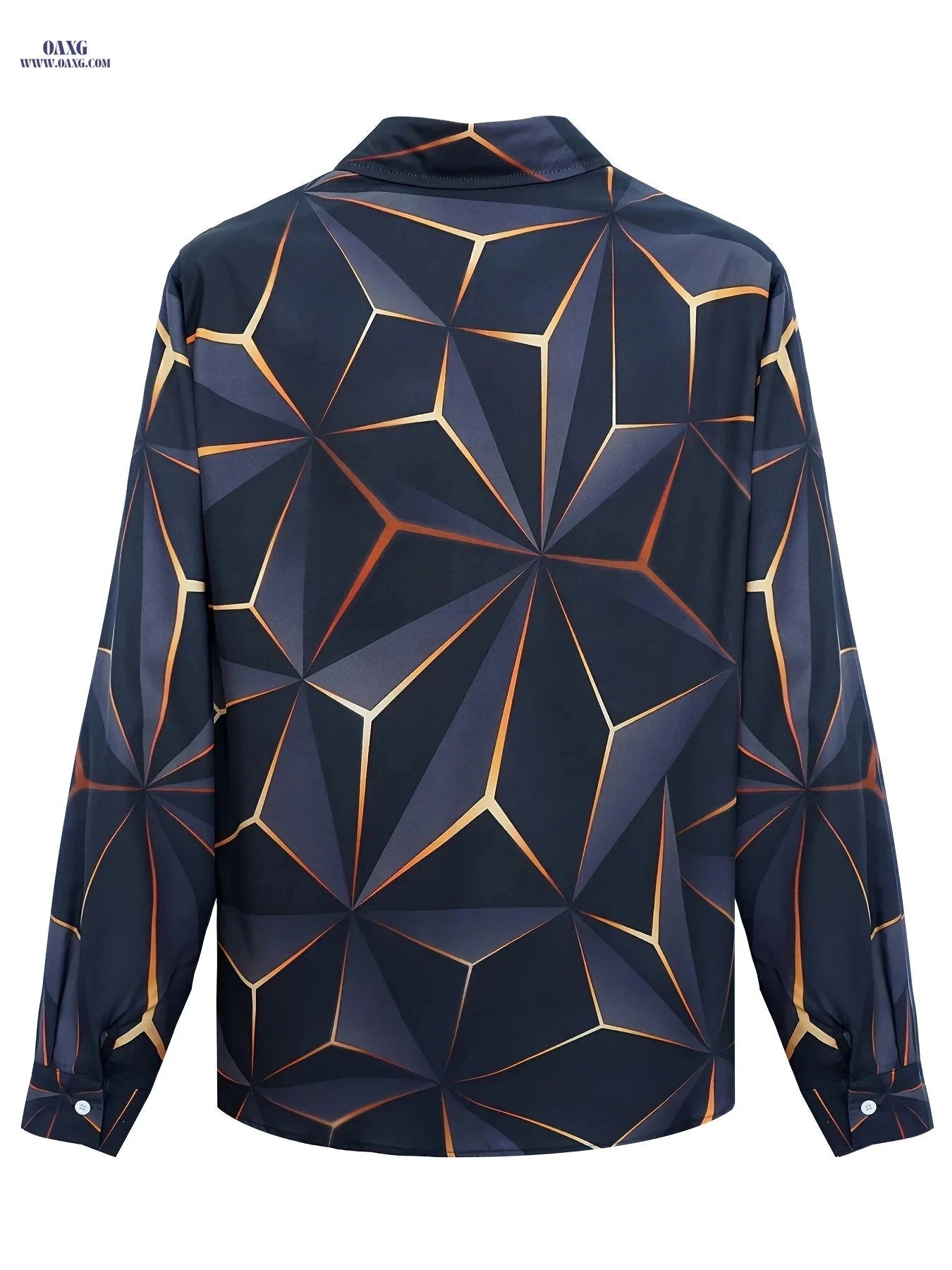 Men's Casual Long Sleeve Shirt - Unique Geometric Print, Polyester   OAXG Black / FR S