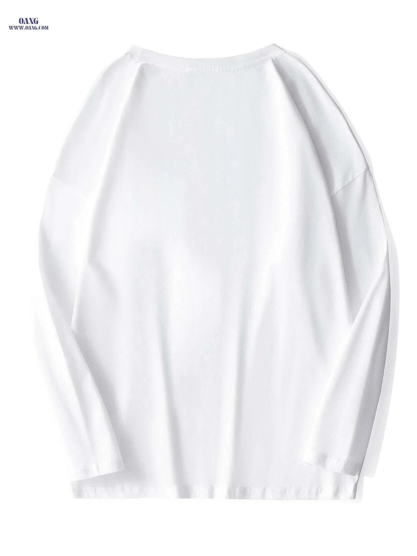Men's Casual Long Sleeve White T-Shirt - Smooth Texture & Regular Fit   OAXG White / XS