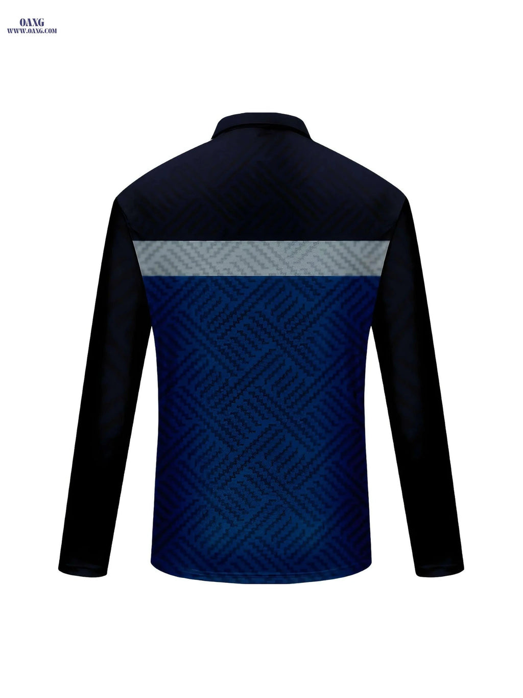 Men's Casual Long Sleeve Zip-Up Polo - Geometric Pattern, All-Season   OAXG Mixed Color / M