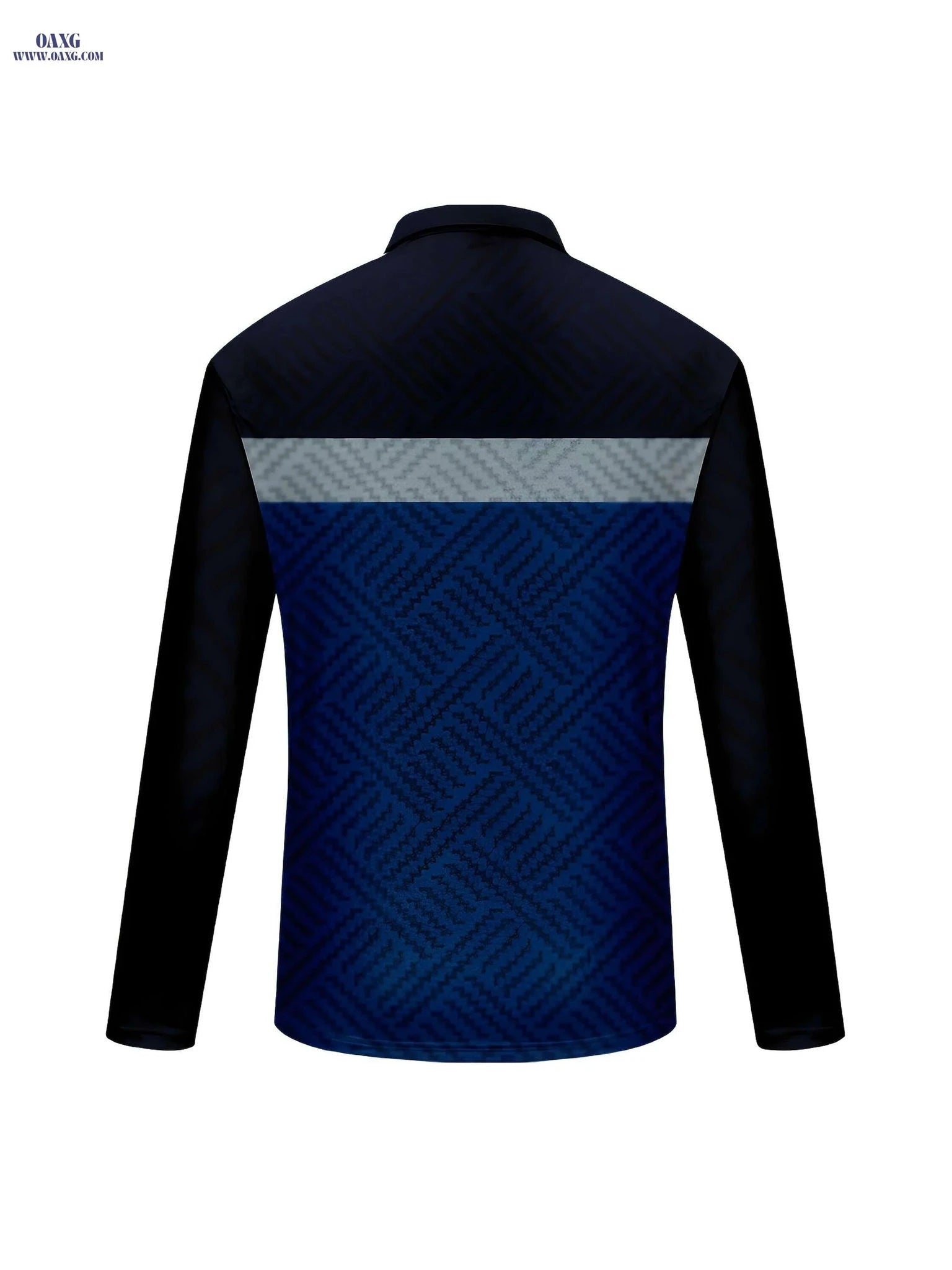 Men's Casual Long Sleeve Zip-Up Polo - Geometric Pattern, All-Season   OAXG Mixed Color / M