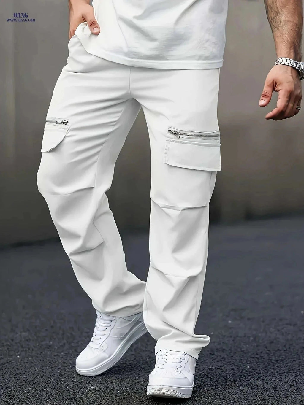 Men's Casual Loose Cargo Pants - Lightweight Drawstring for Summer   OAXG Black / FR S
