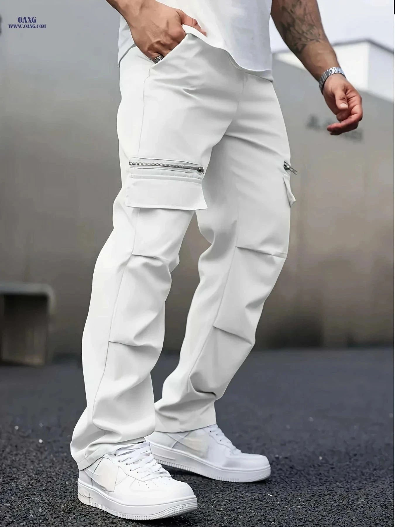 Men's Casual Loose Cargo Pants - Lightweight Drawstring for Summer   OAXG Black / FR S