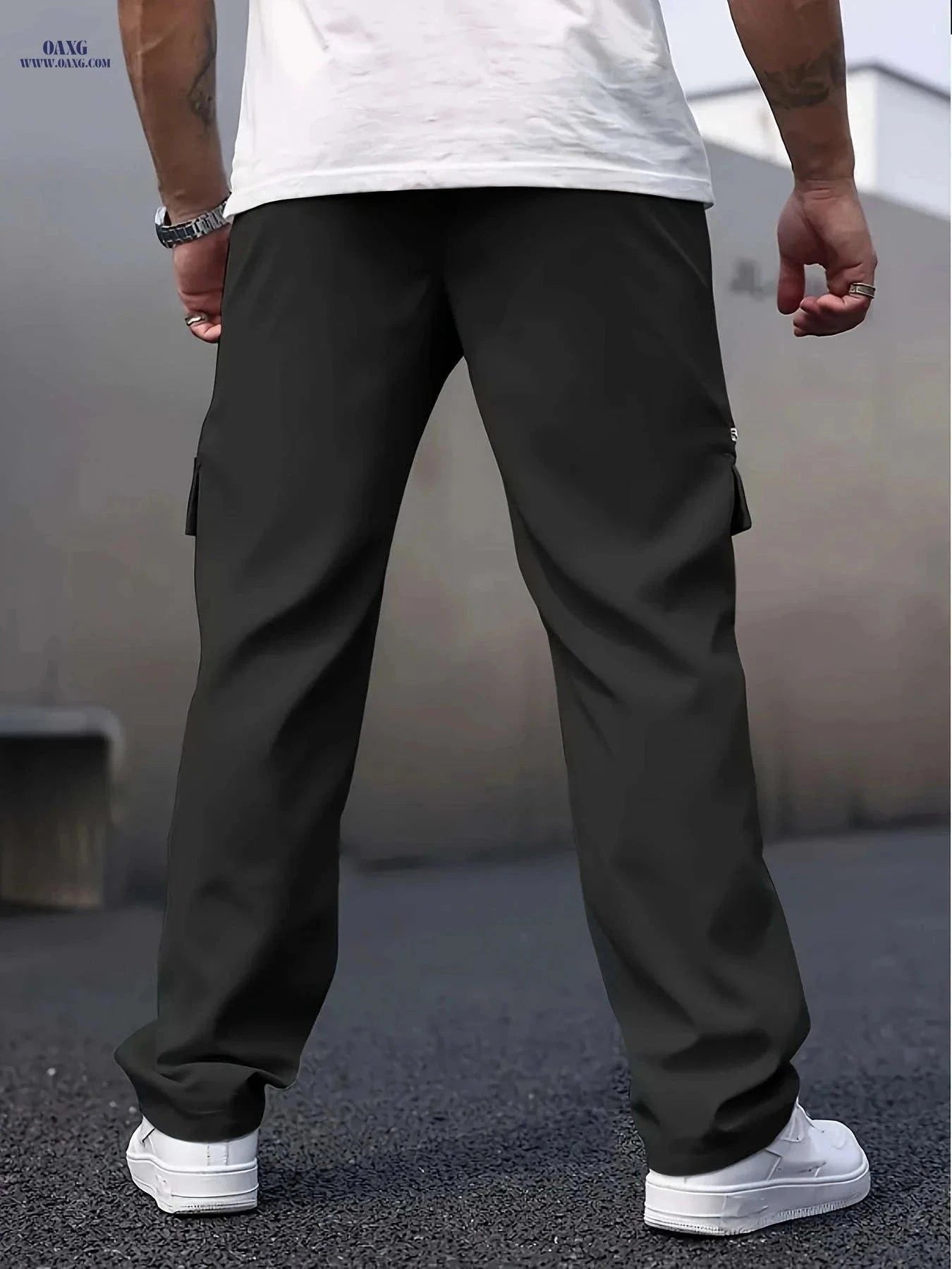 Men's Casual Loose Cargo Pants - Lightweight Drawstring for Summer   OAXG Black / FR S