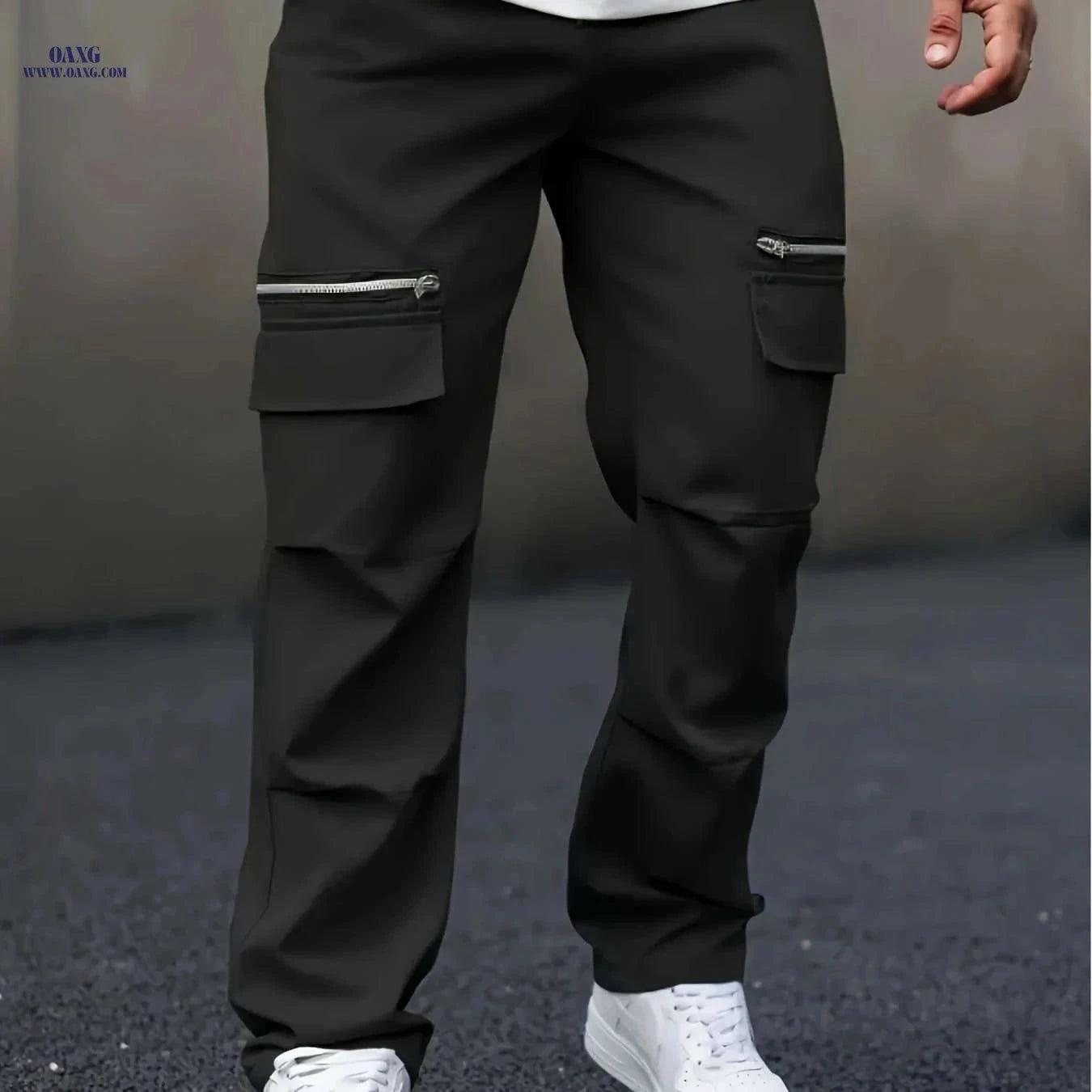 Men's Casual Loose Cargo Pants - Lightweight Drawstring for Summer   OAXG Black / FR S