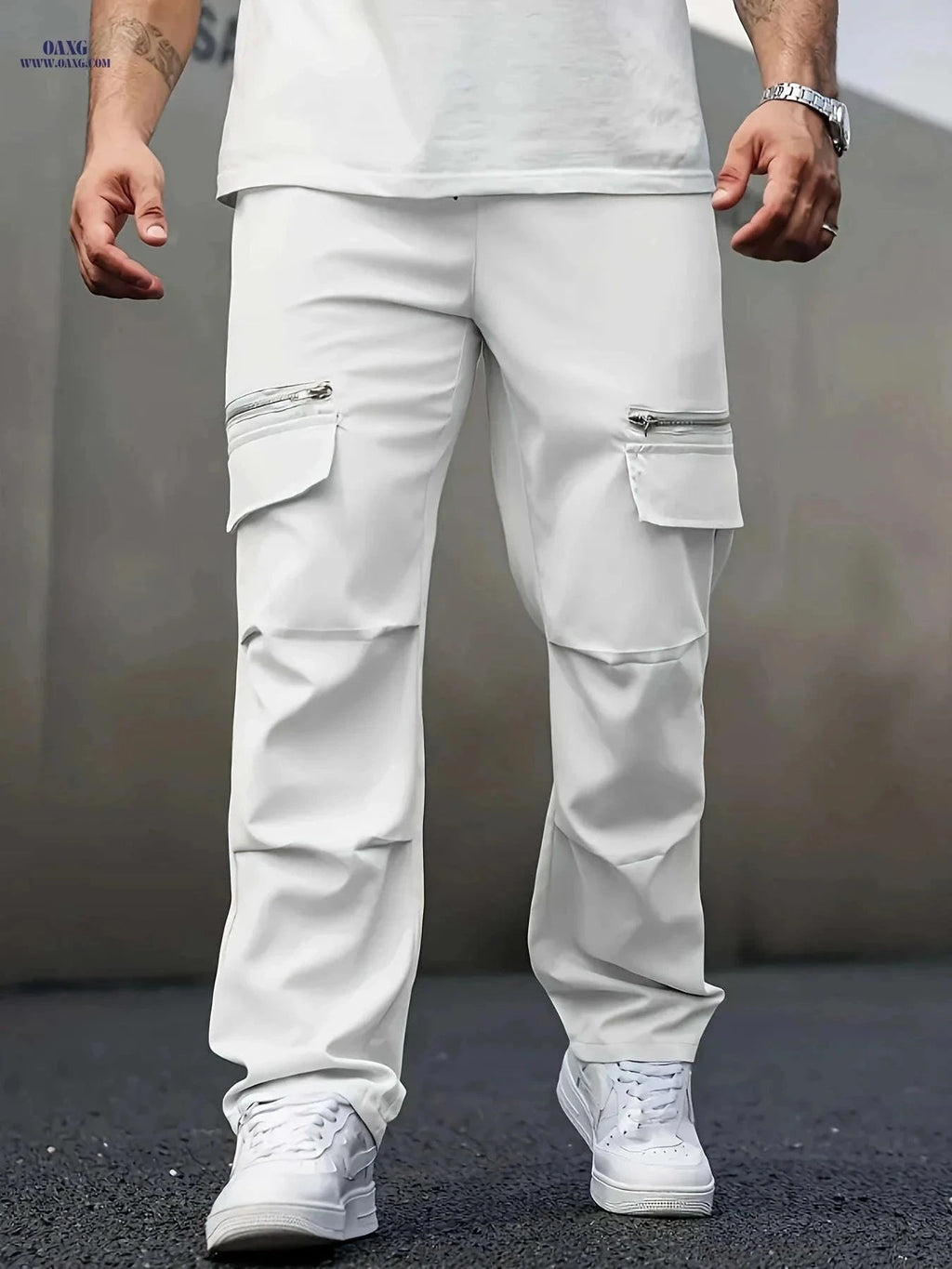 Men's Casual Loose Cargo Pants - Lightweight Drawstring for Summer   OAXG Black / FR S
