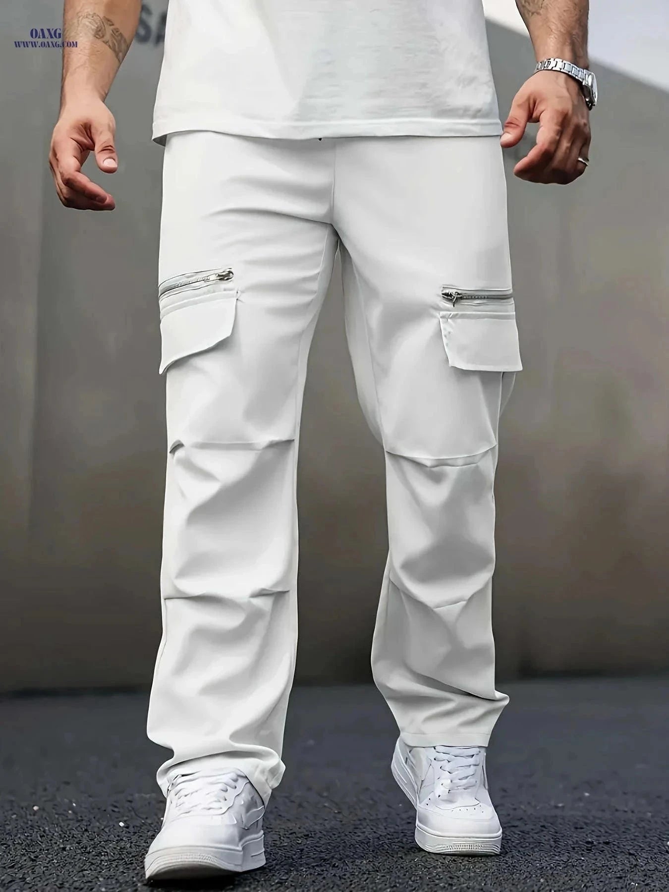 Men's Casual Loose Cargo Pants - Lightweight Drawstring for Summer   OAXG Black / FR S