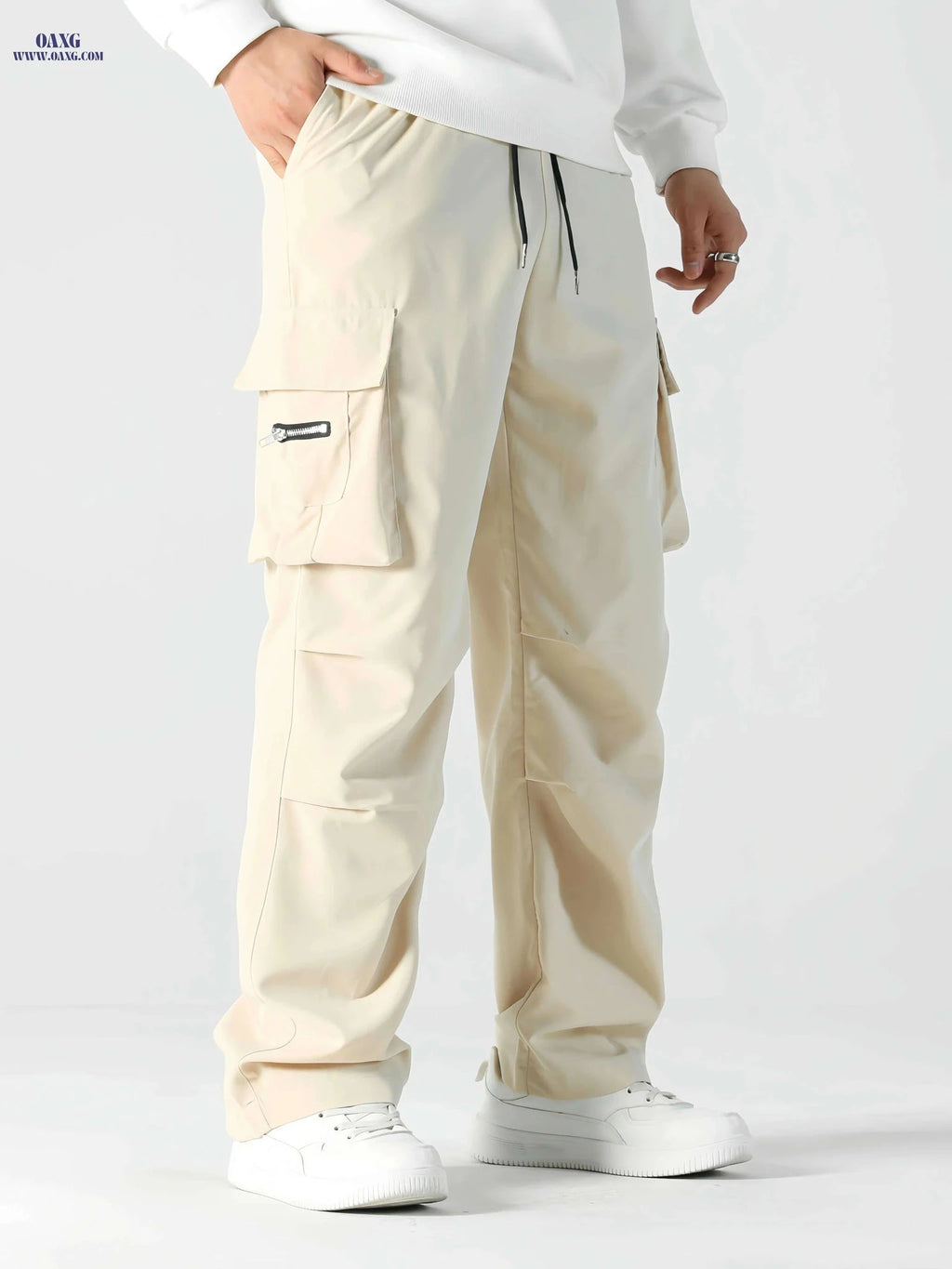 Men's Casual Loose Fit Cargo Pants - Stylish with Multiple Pockets   OAXG Black / S