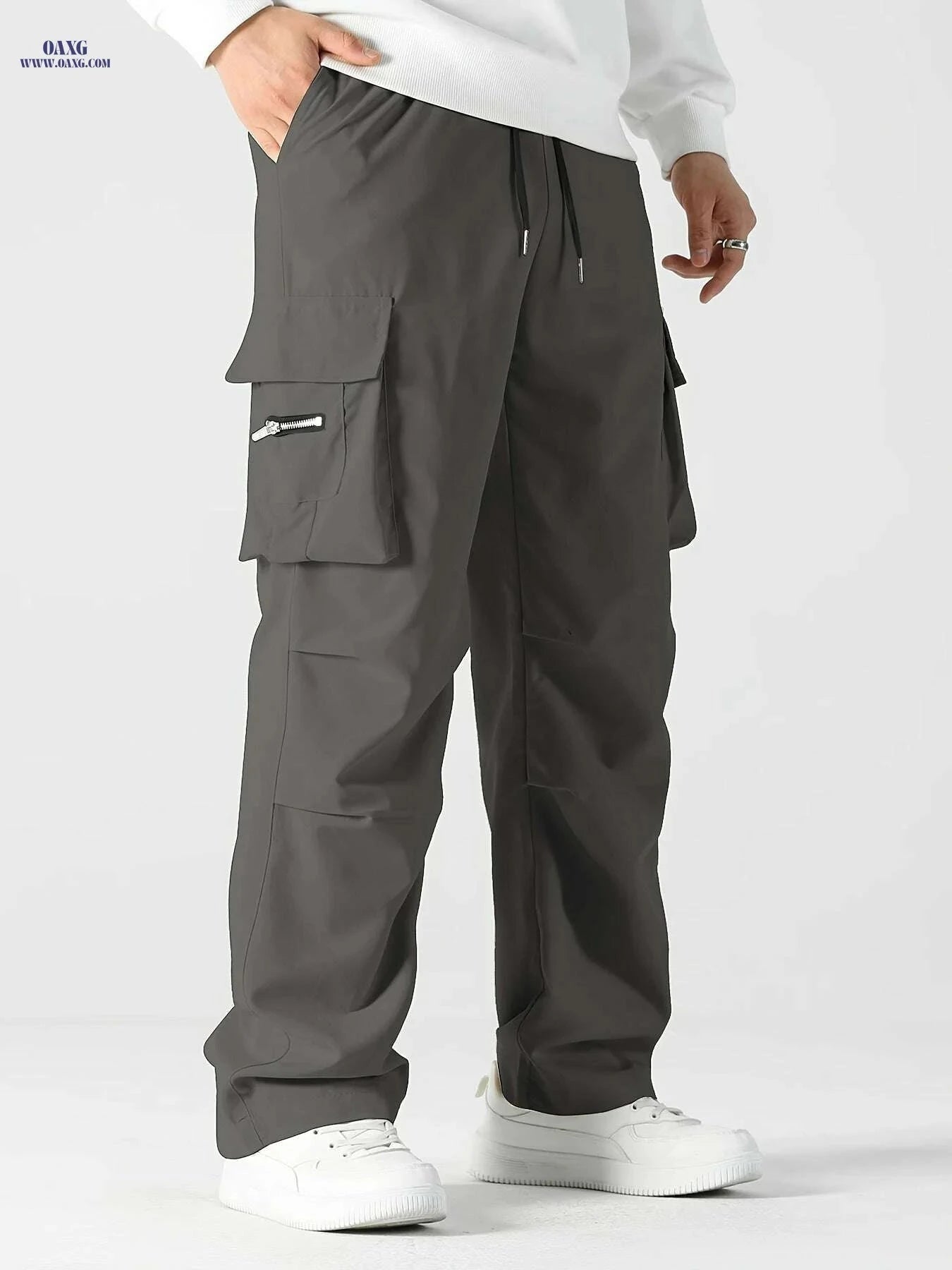 Men's Casual Loose Fit Cargo Pants - Stylish with Multiple Pockets   OAXG Black / S