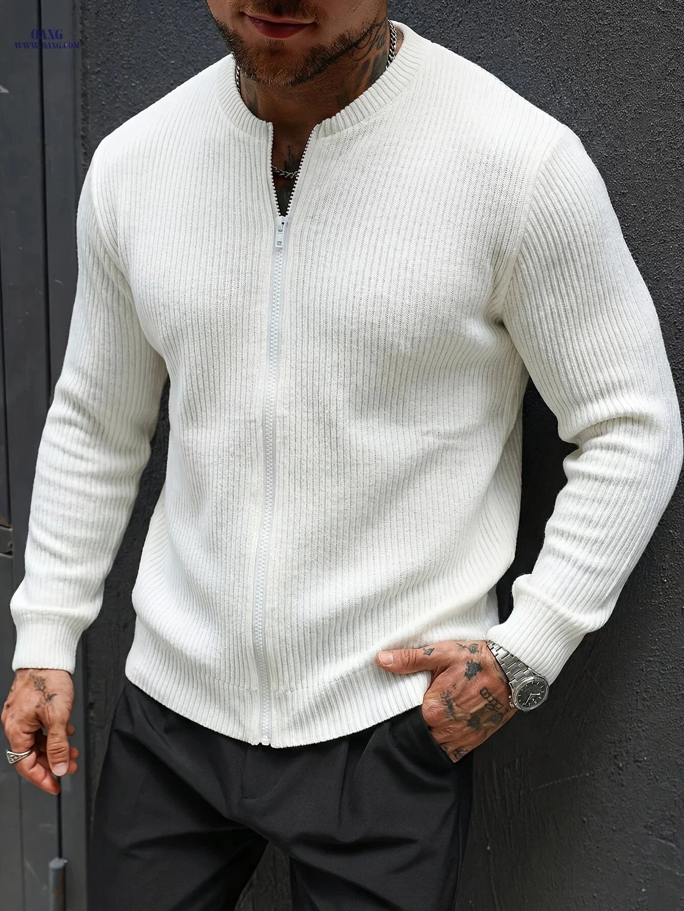Men's Casual Loose-Fit Corduroy Zip-Up Cardigan - Fall/Winter Style   OAXG 