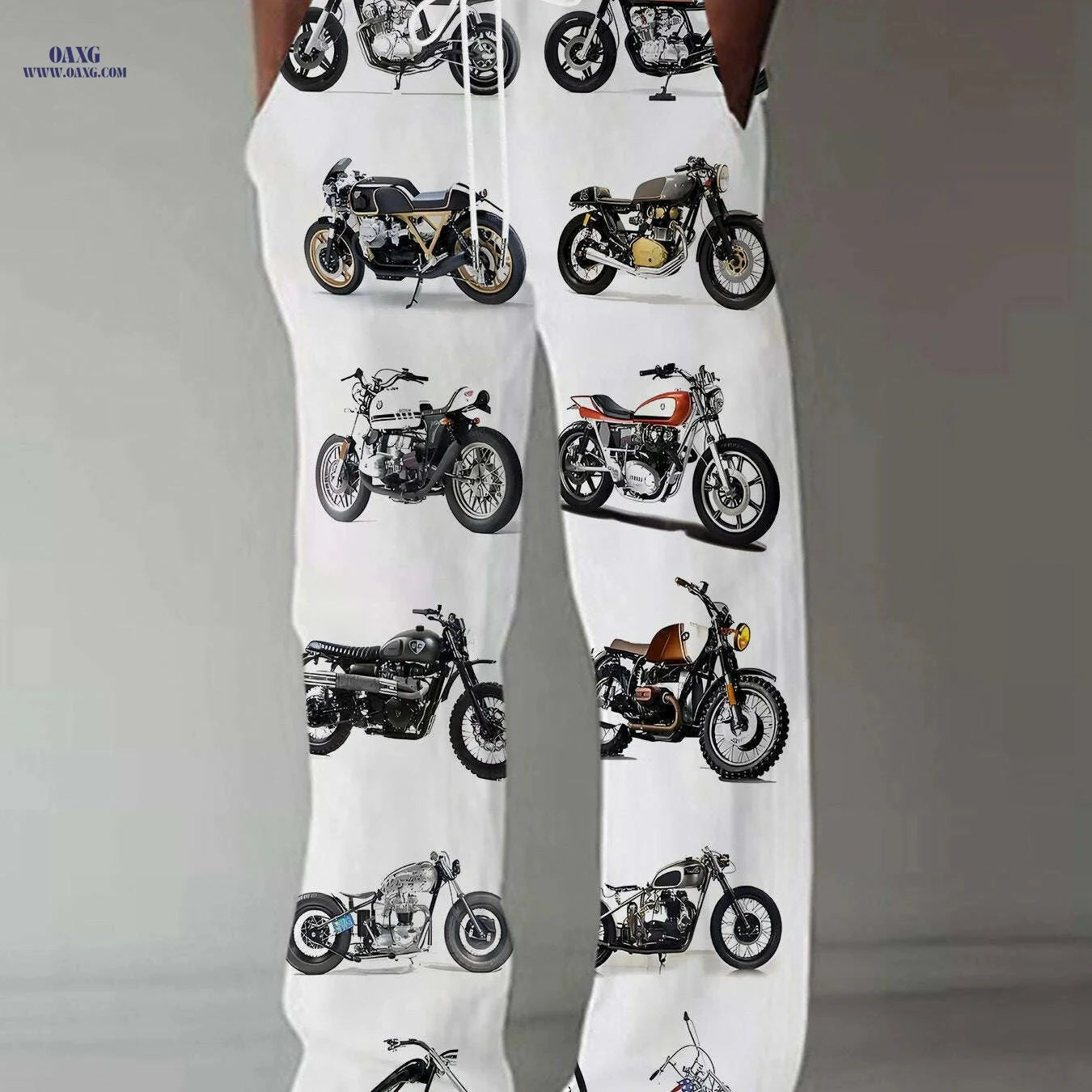Men's Casual Loose Fit Motorcycle Print Pants - Lightweight & Stretchy   OAXG 