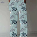 Men's Casual Loose-Fit Pants - Shark Print, All-Season Comfort   OAXG Powder blue / M