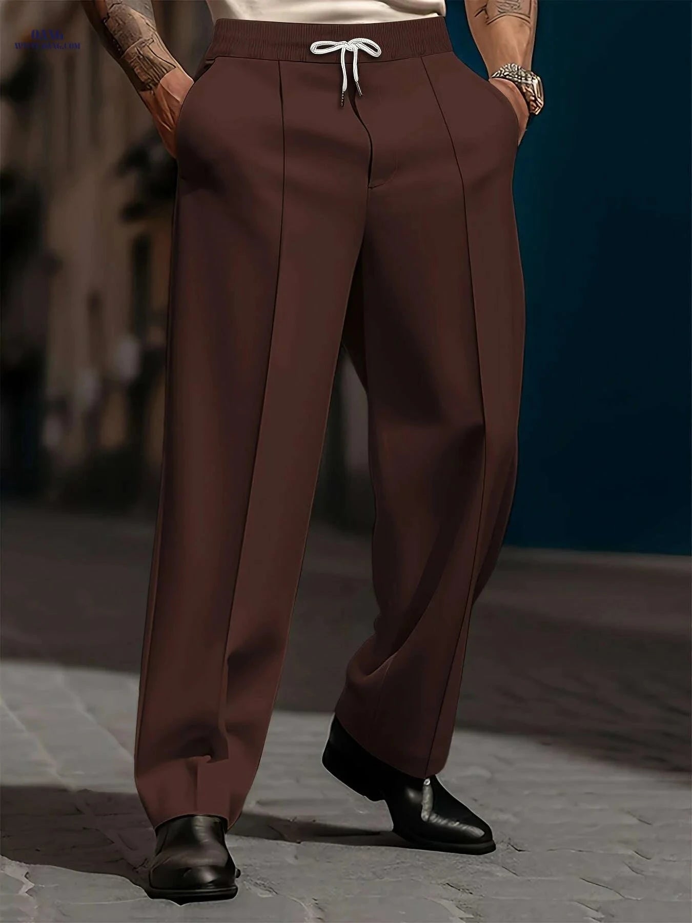 Men's Casual Loose Fit Trousers - Comfortable Daily Wear   OAXG White / M