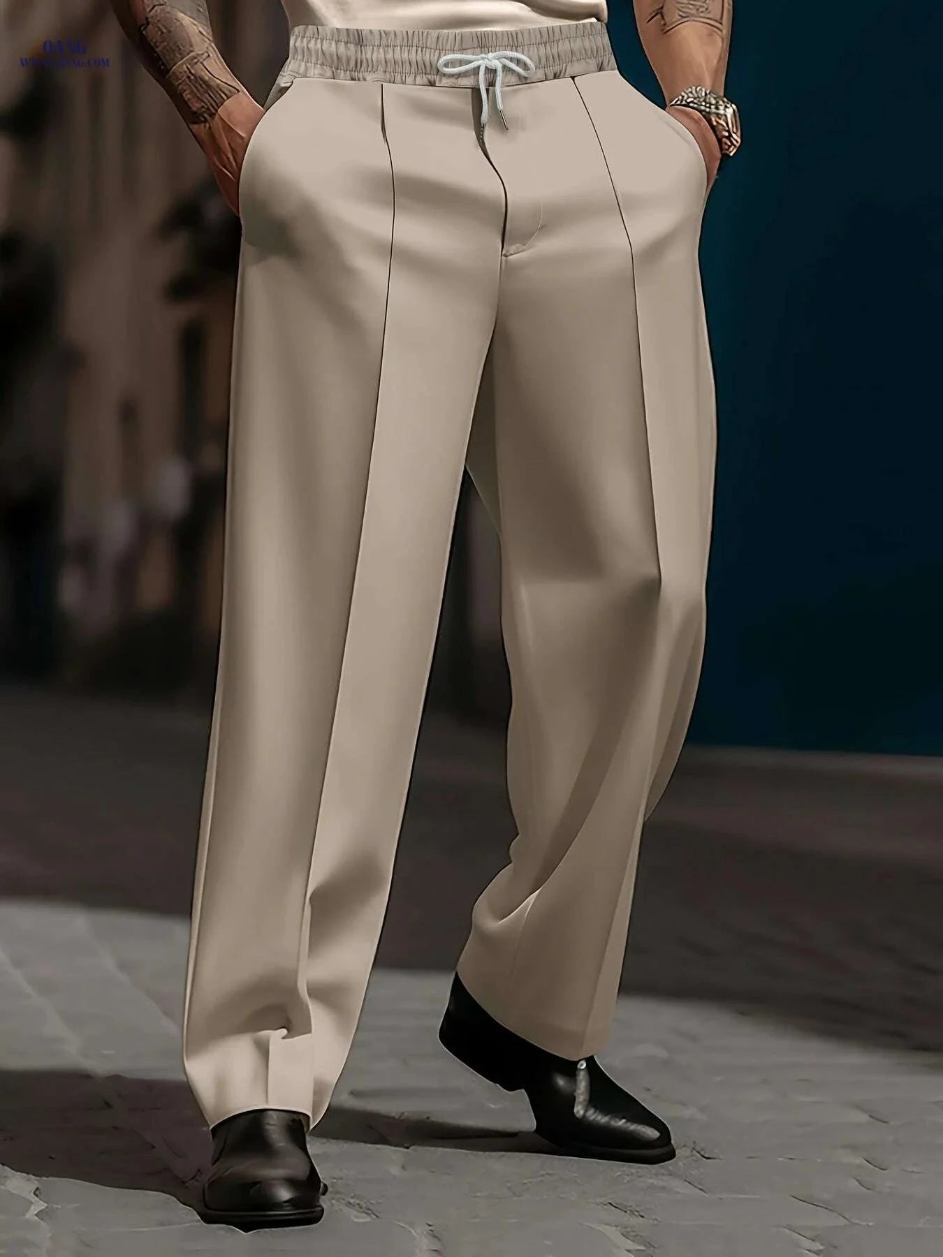 Men's Casual Loose Fit Trousers - Comfortable Daily Wear   OAXG White / M