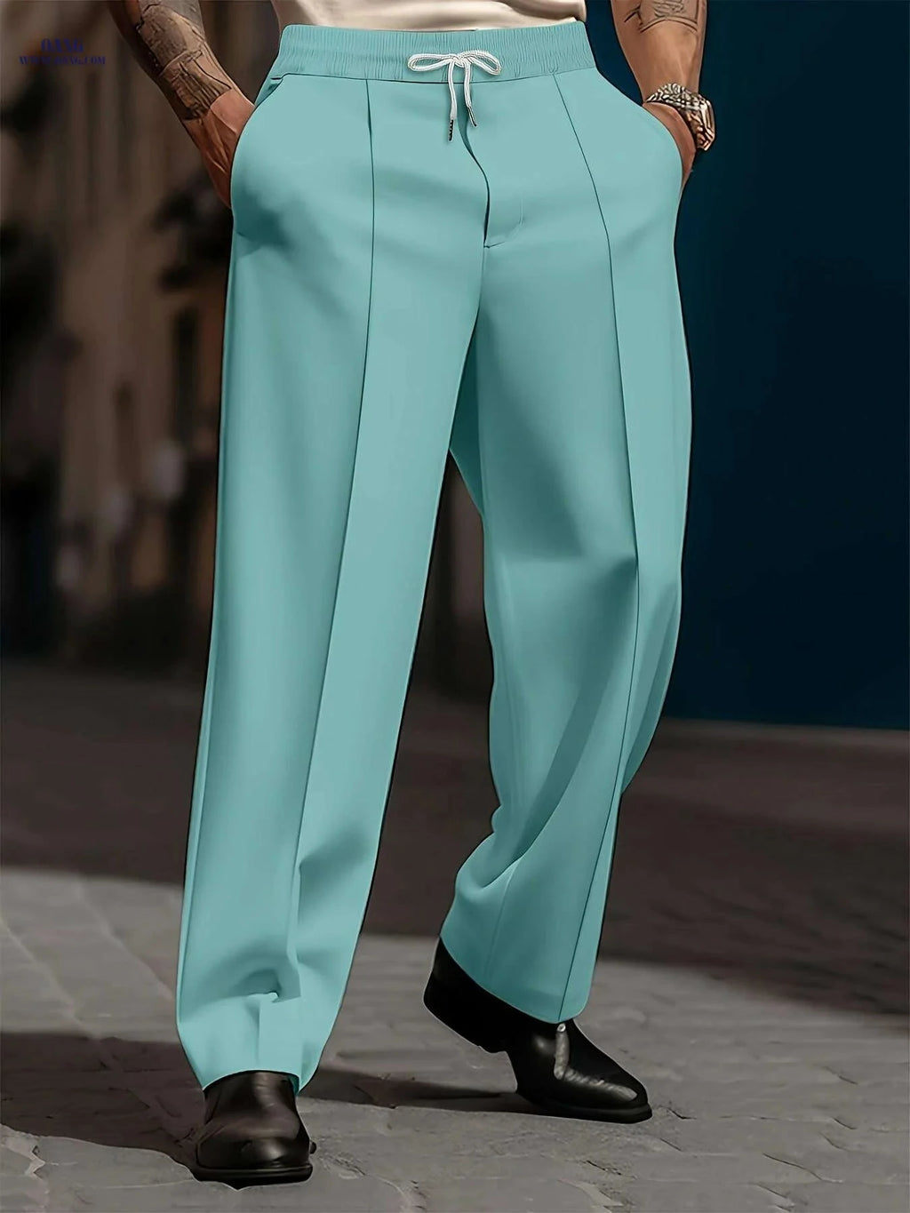Men's Casual Loose Fit Trousers - Comfortable Daily Wear   OAXG White / M