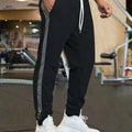 Men's Casual Loose-Fitting Sports Pants - Patchwork Design, Spring/Fall   OAXG Black / S