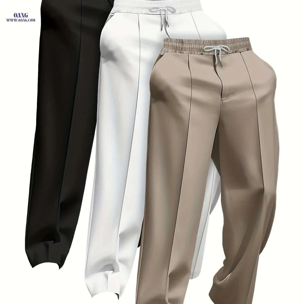 Men's Casual Loose Pants - Drawstring Design, Solid Color Style   OAXG Mixed Color / M