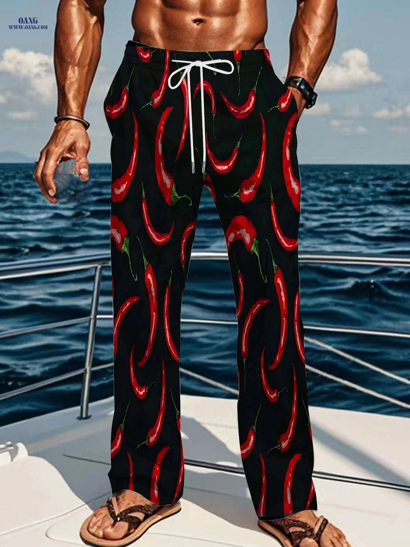 Men's Casual Loose Straight Pants - All-Over Print Trousers   OAXG 