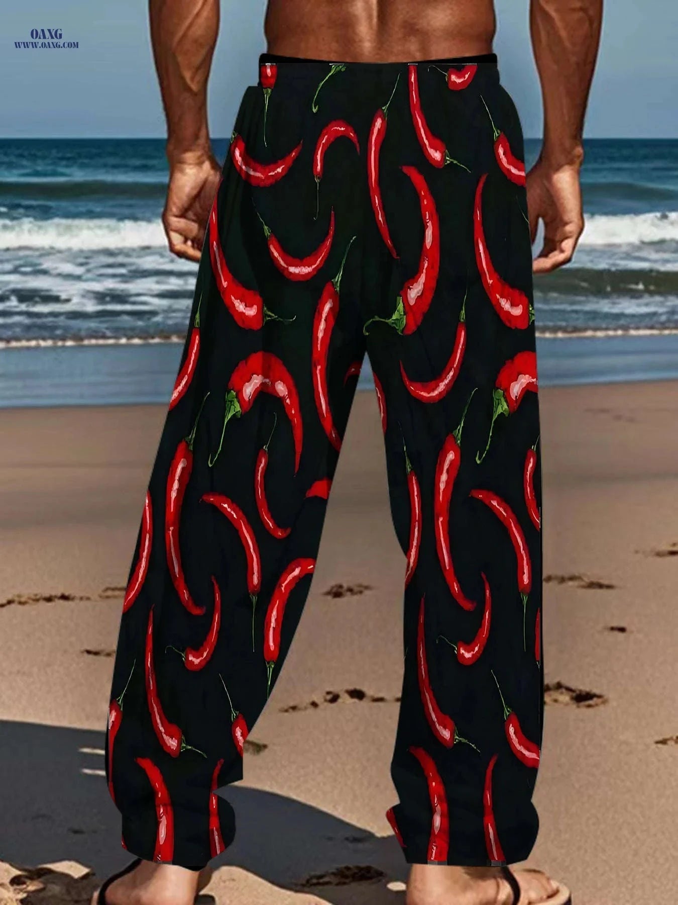 Men's Casual Loose Straight Pants - All-Over Print Trousers   OAXG 