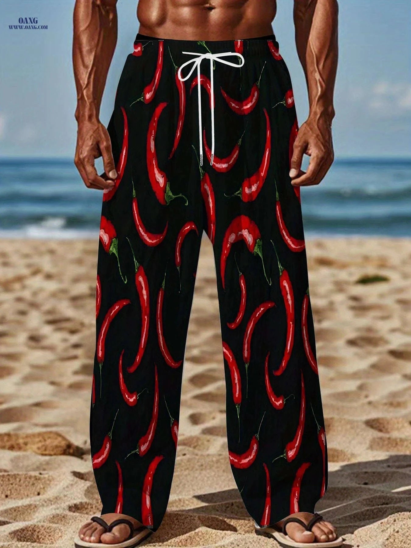Men's Casual Loose Straight Pants - All-Over Print Trousers   OAXG Mixed Color / FR M
