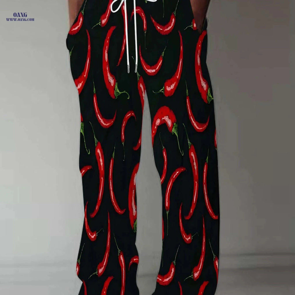 Men's Casual Loose Straight Pants - All-Over Print Trousers   OAXG Mixed Color / FR M