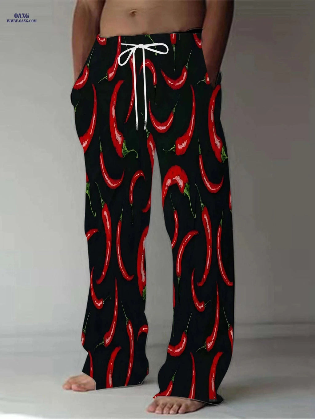 Men's Casual Loose Straight Pants - All-Over Print Trousers   OAXG Mixed Color / FR M