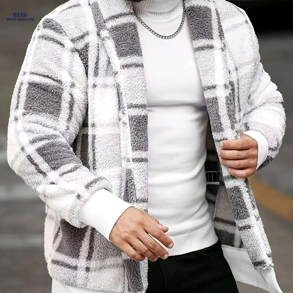 Men's Casual Minimalist Jacket - Stretchy Fleece for Fall/Winter   OAXG 