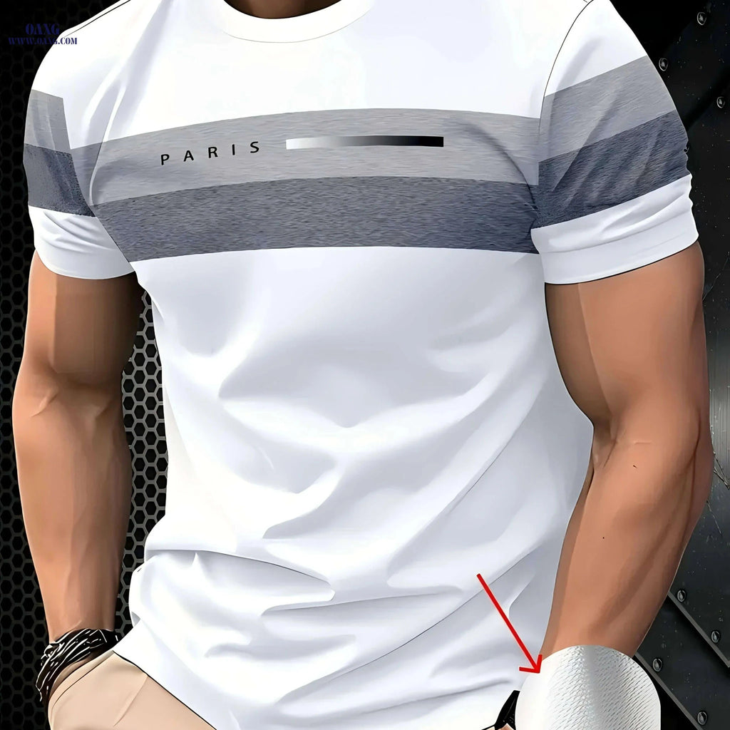 Men's Casual Moisture-Wicking T-Shirt - Breathable Polyester, Regular Fit   OAXG Mixed Color / S