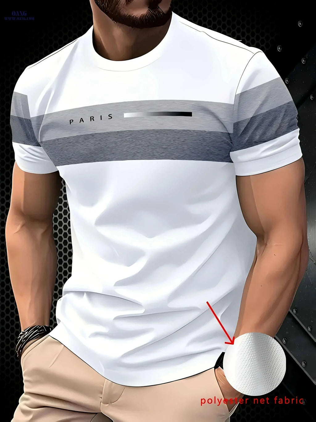 Men's Casual Moisture-Wicking T-Shirt - Breathable Polyester, Regular Fit   OAXG Mixed Color / S