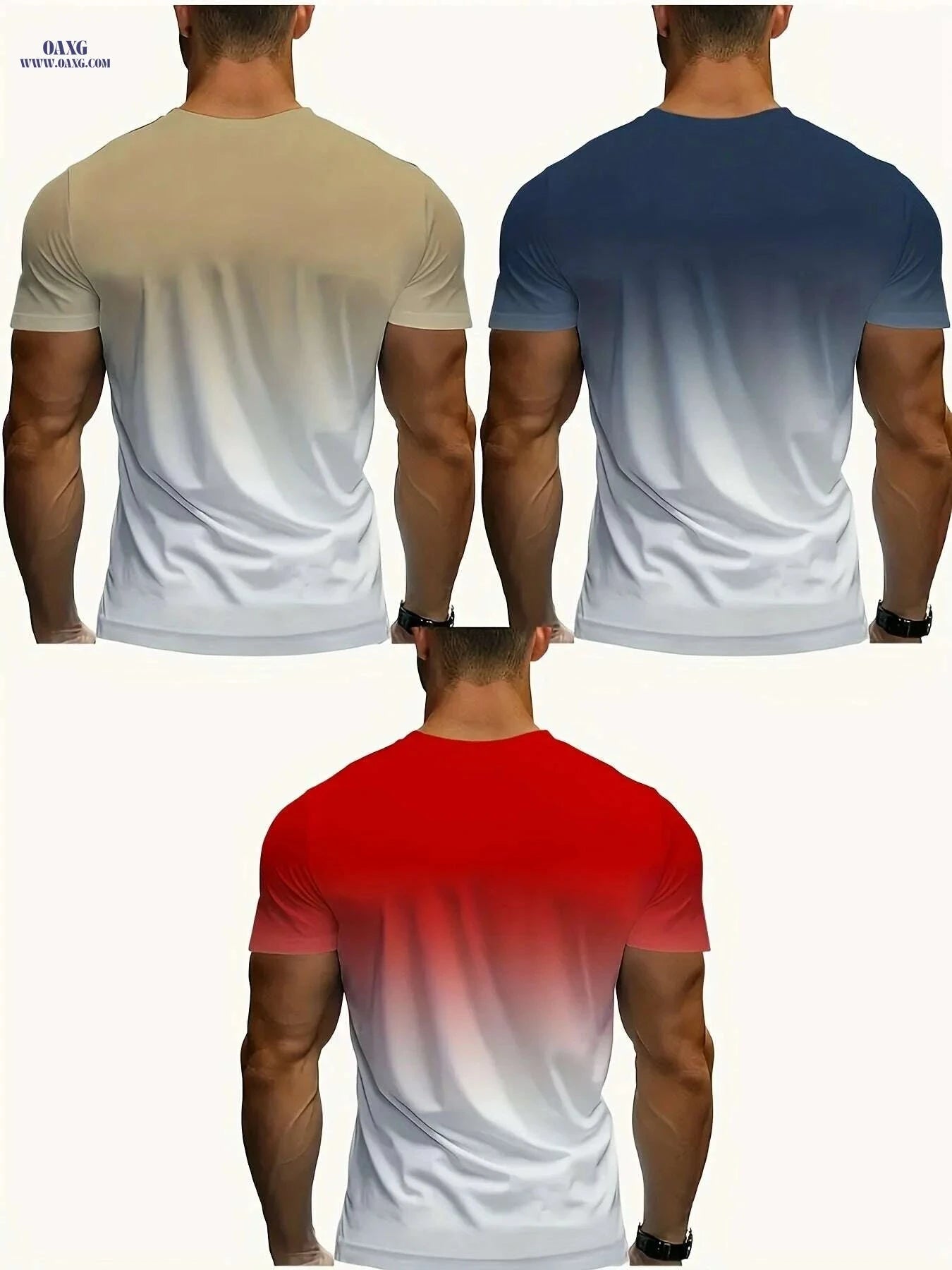 Men's Casual Novelty T-Shirt Set - 3 Fun Designs, Crew Neck   OAXG Mixed Color / S