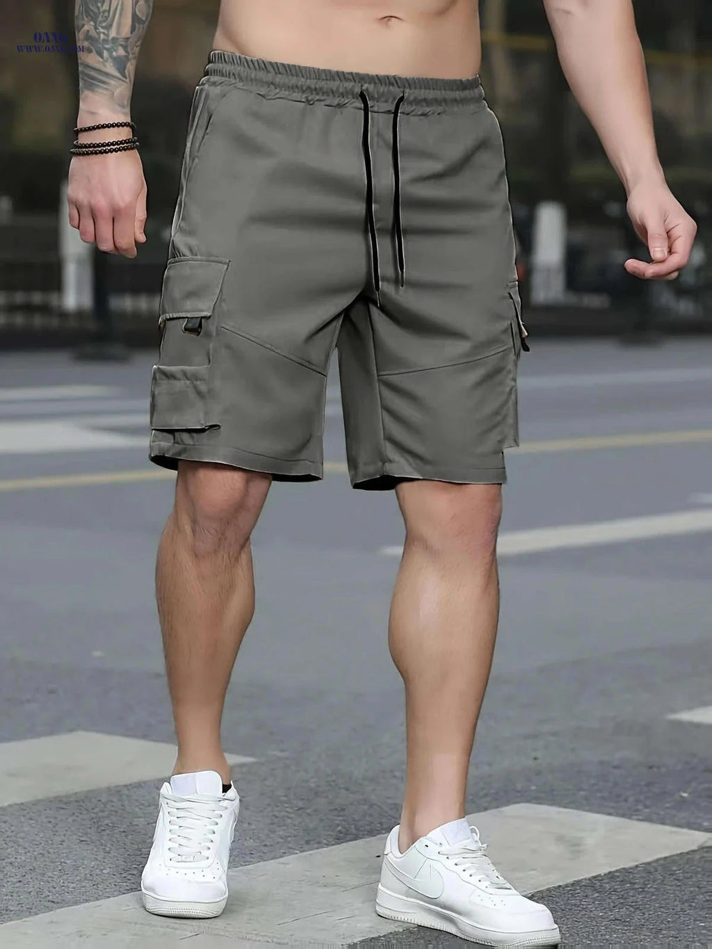Men's Casual Outdoor Cargo Shorts - Lightweight Polyester, Loose Fit   OAXG Grey / FR S