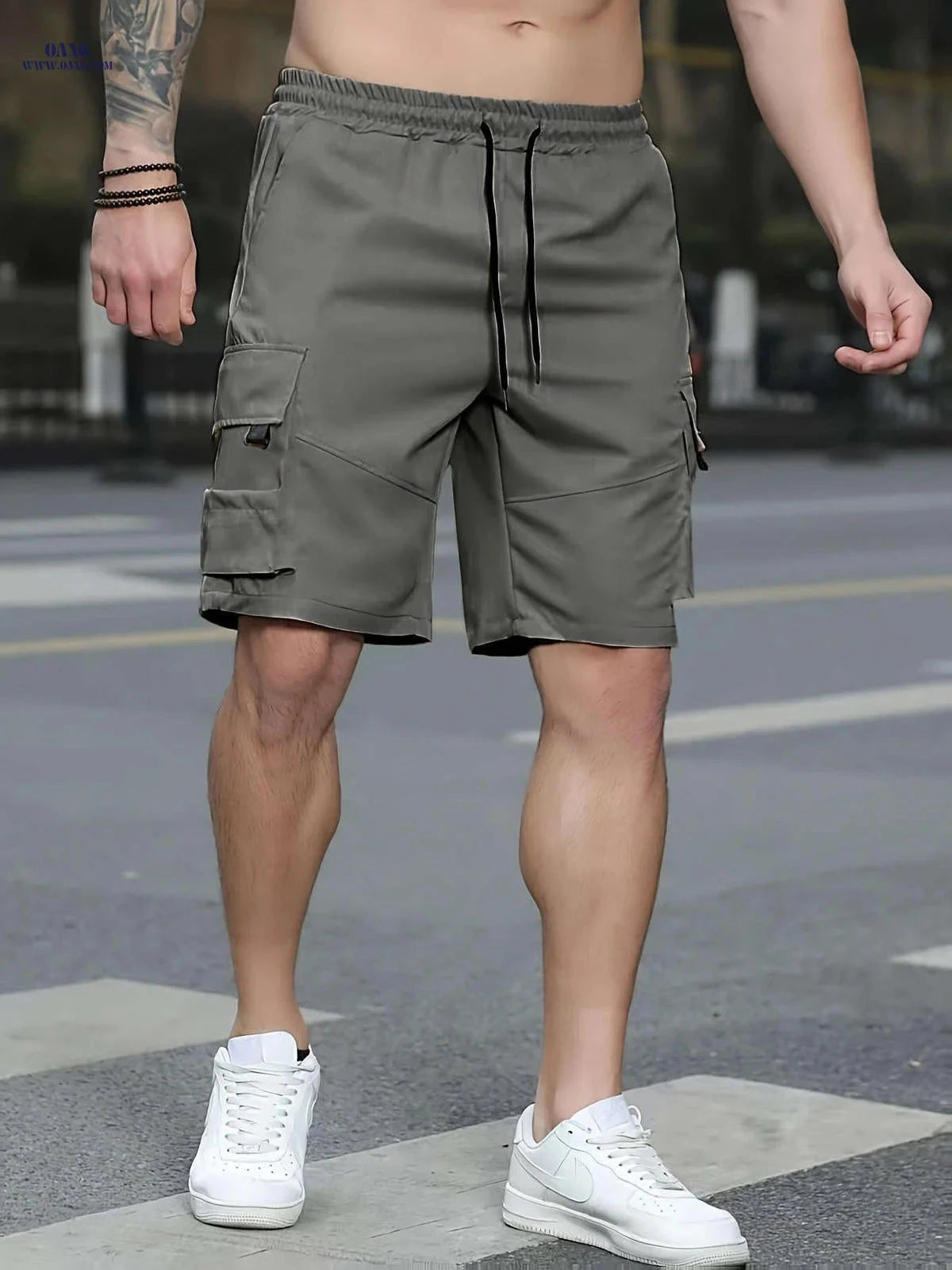 Men's Casual Outdoor Cargo Shorts - Lightweight Polyester, Loose Fit   OAXG Grey / FR S