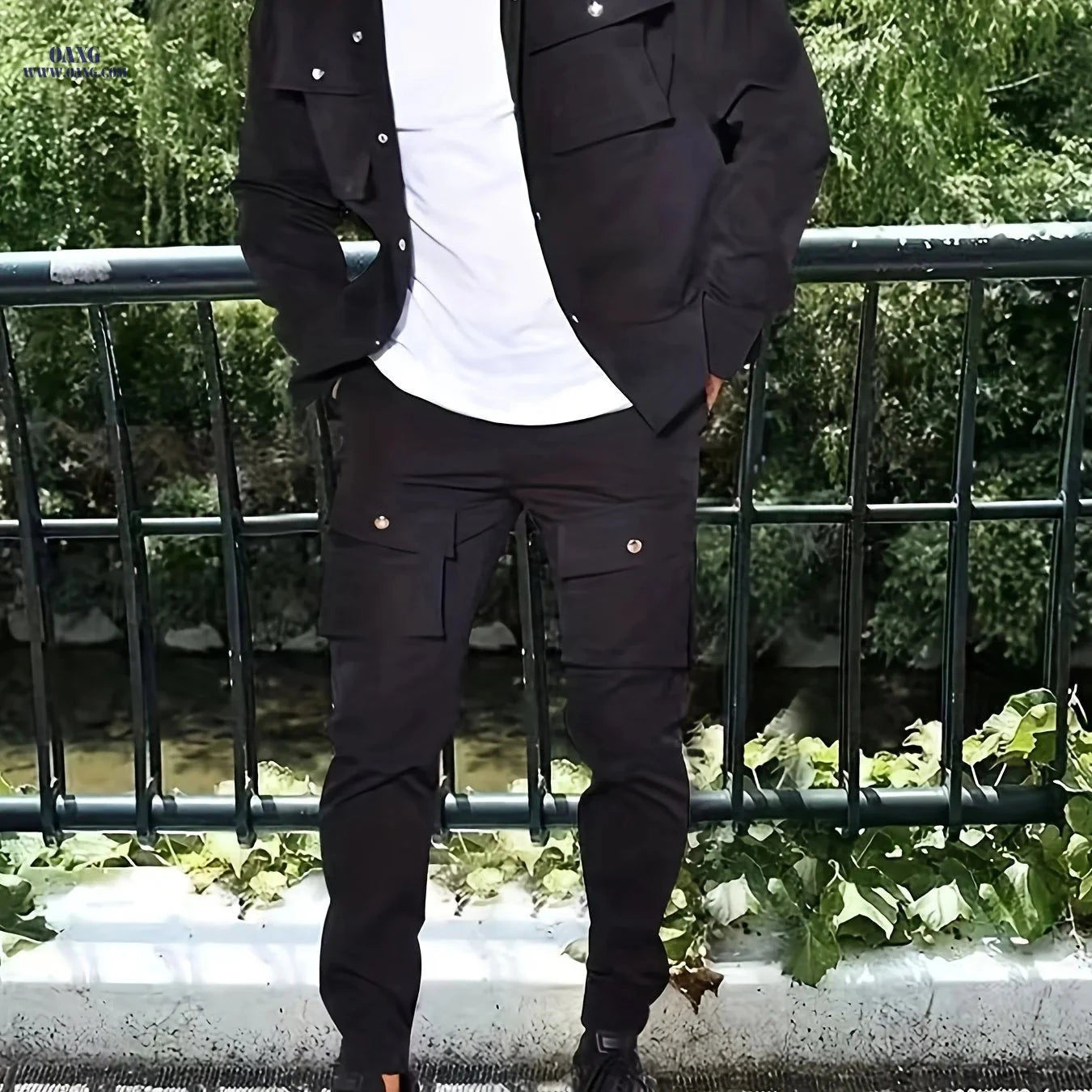 Men's Casual Outfit Set - Regular Fit, Pocket Details, Machine Washable   OAXG 