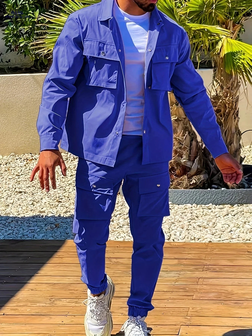 Men's Casual Outfit Set - Regular Fit, Pocket Details, Machine Washable   OAXG 