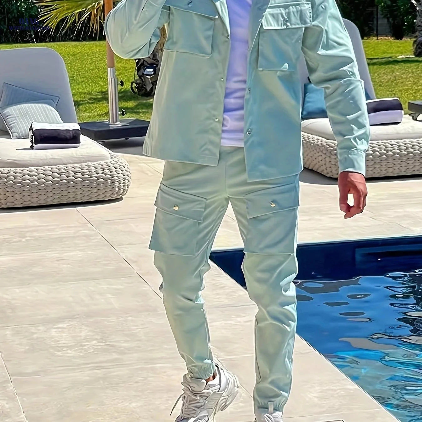 Men's Casual Outfit Set - Regular Fit, Pocket Details, Machine Washable   OAXG 