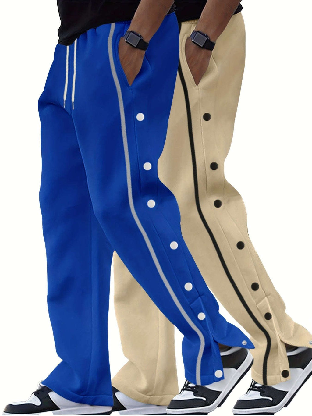 Men's Casual Pants - All-Season Streetwear Trousers for Sports & Parties   OAXG Black + White 2 pieces / FR S