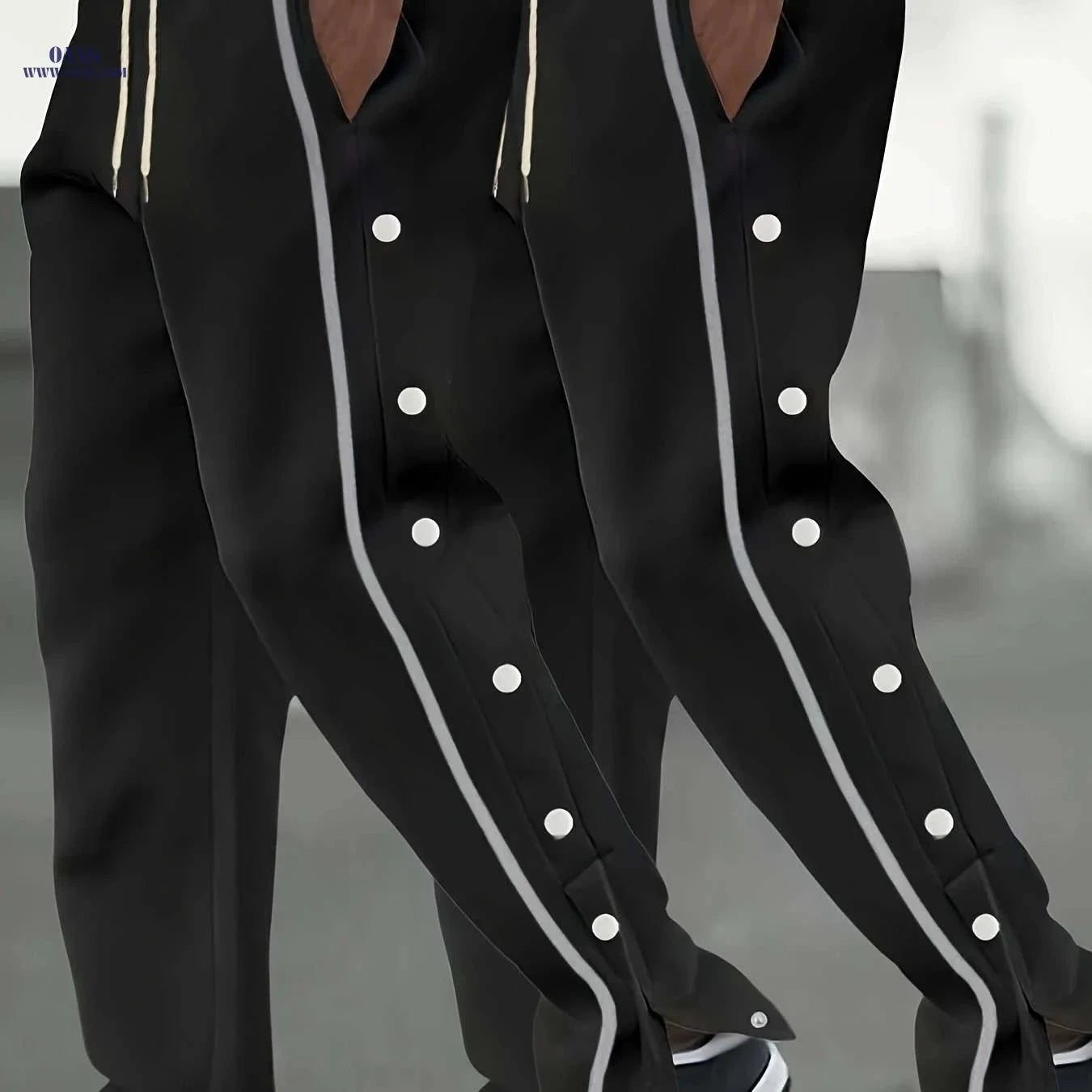 Men's Casual Pants - All-Season Streetwear Trousers for Sports & Parties   OAXG Black + White 2 pieces / FR S