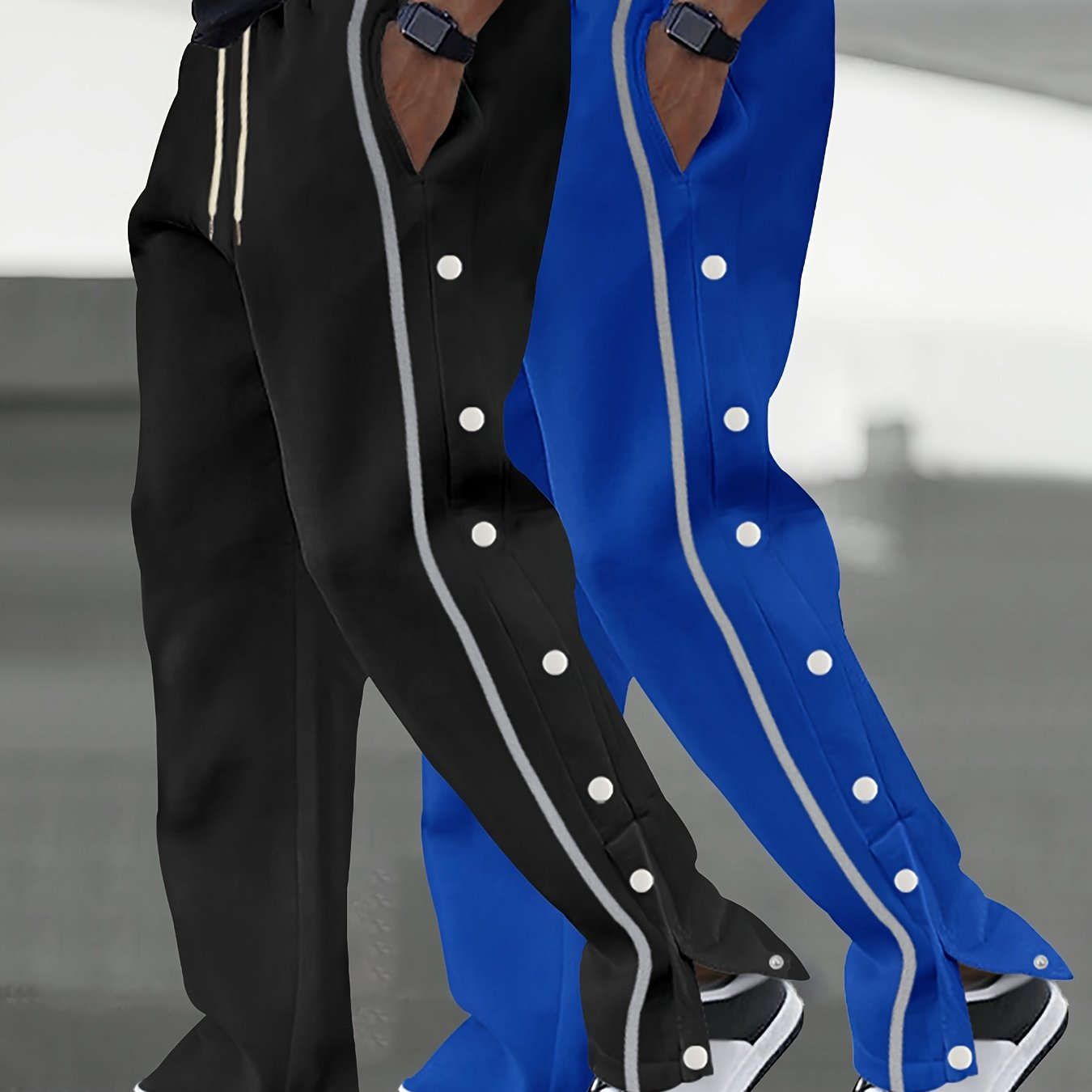 Men's Casual Pants - All-Season Streetwear Trousers for Sports & Parties   OAXG Black + White 2 pieces / FR S