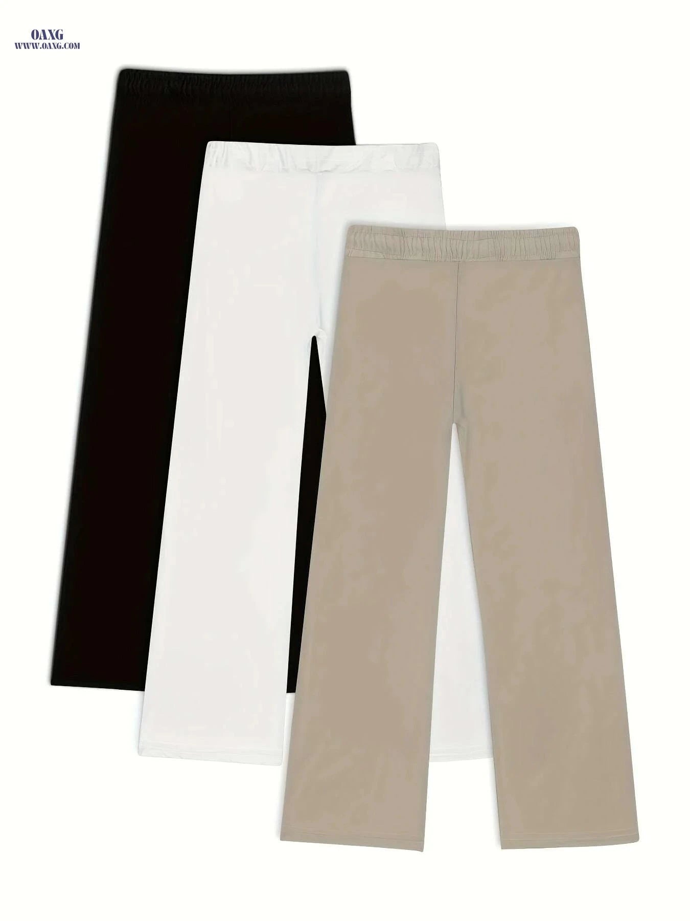 Men's Casual Pants - Solid Color, Loose Fit with Drawstring Design   OAXG 