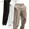 Men's Casual Pants - Solid Color, Loose Fit with Drawstring Design   OAXG Mixed Color / M