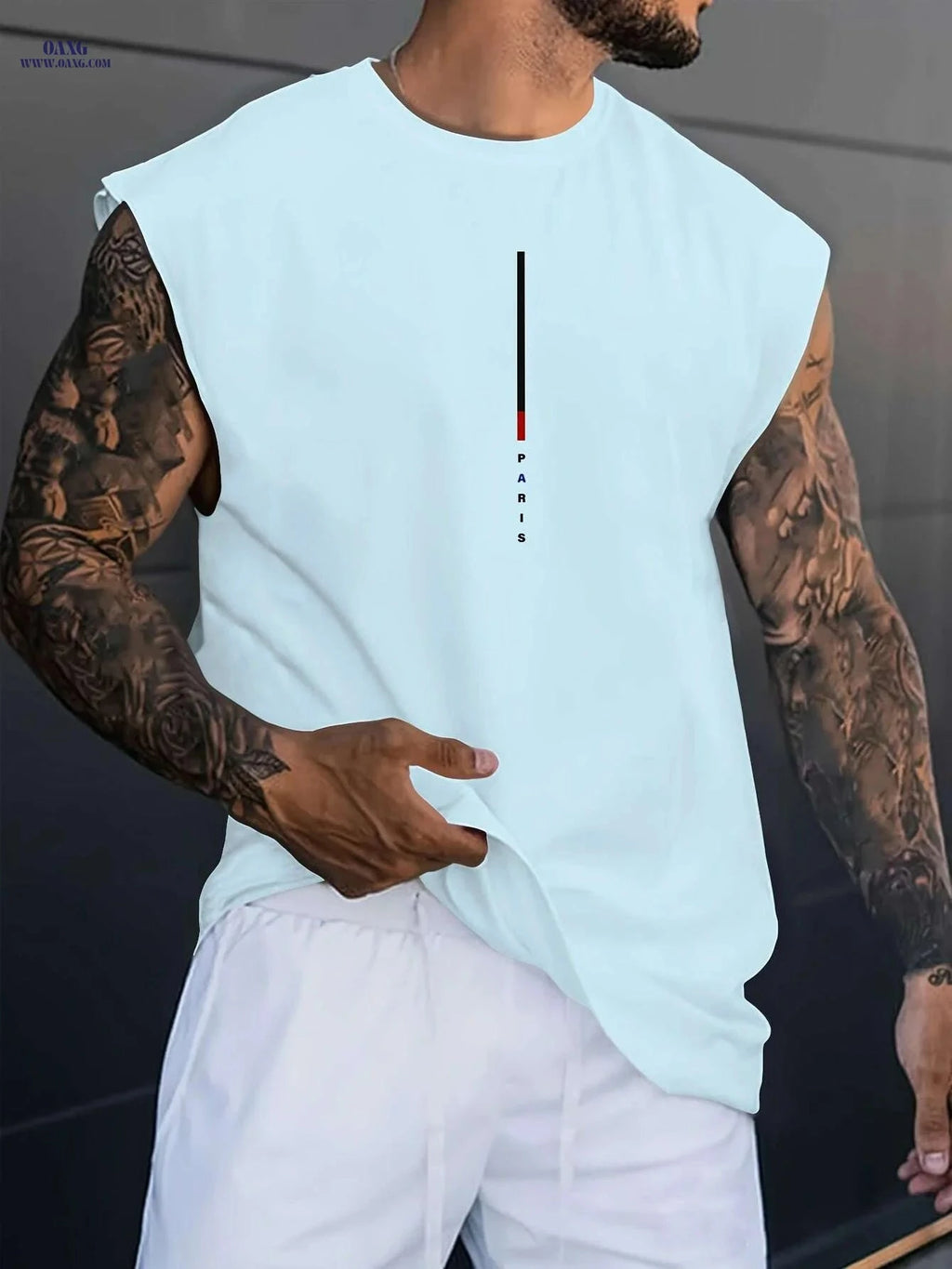 Men's Casual Paris Letter Print Tank Top - Breathable Summer Shirt   OAXG 