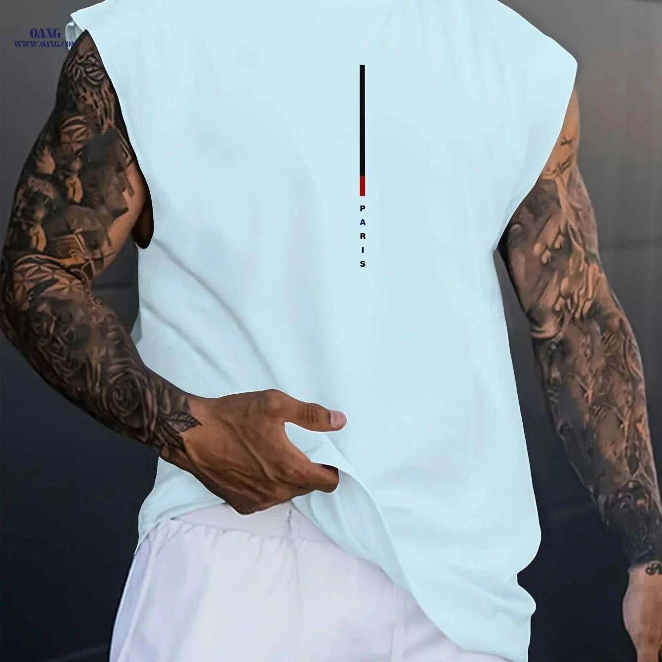 Men's Casual Paris Letter Print Tank Top - Breathable Summer Shirt   OAXG 