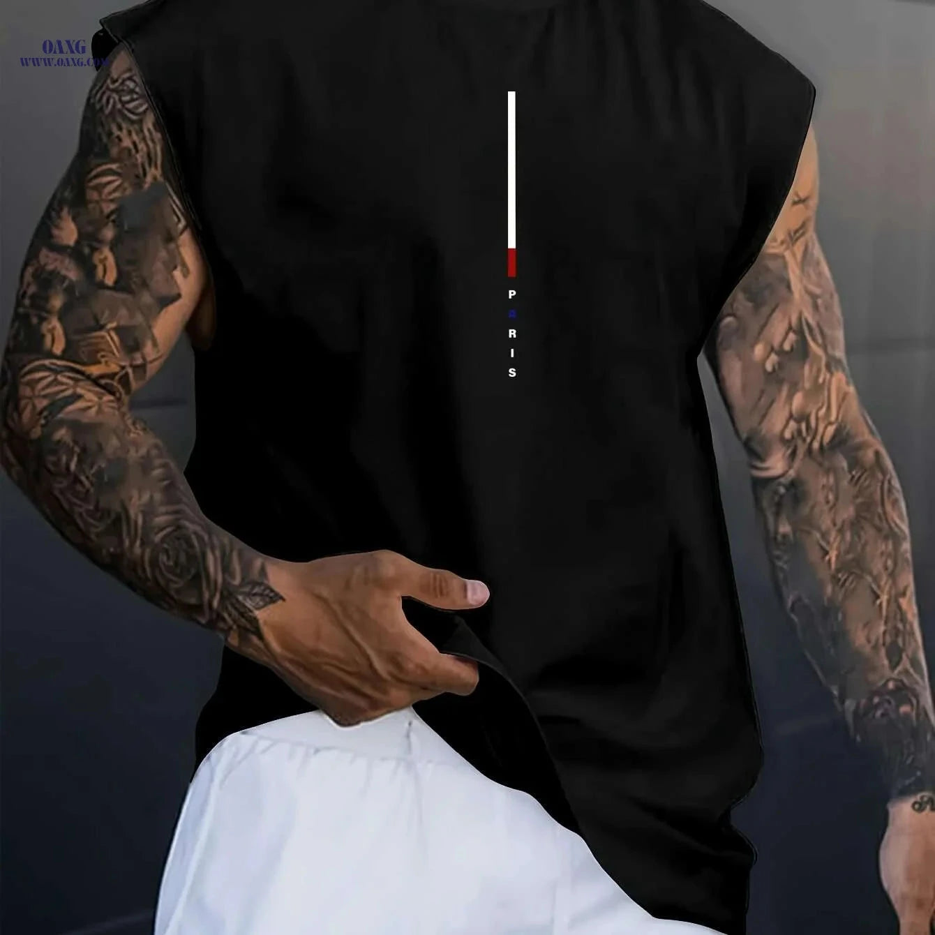 Men's Casual Paris Letter Print Tank Top - Breathable Summer Shirt   OAXG 