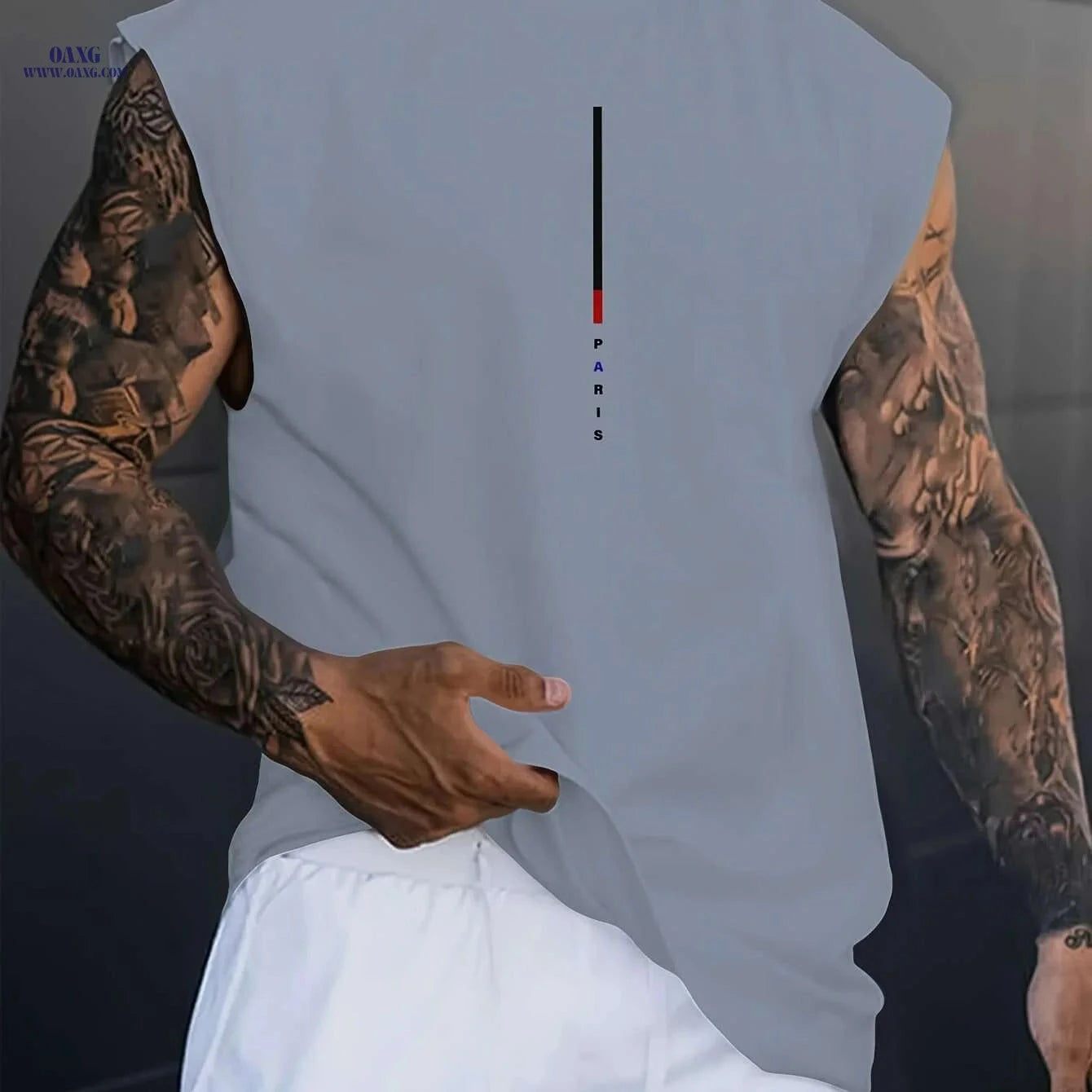 Men's Casual Paris Letter Print Tank Top - Breathable Summer Shirt   OAXG White / M