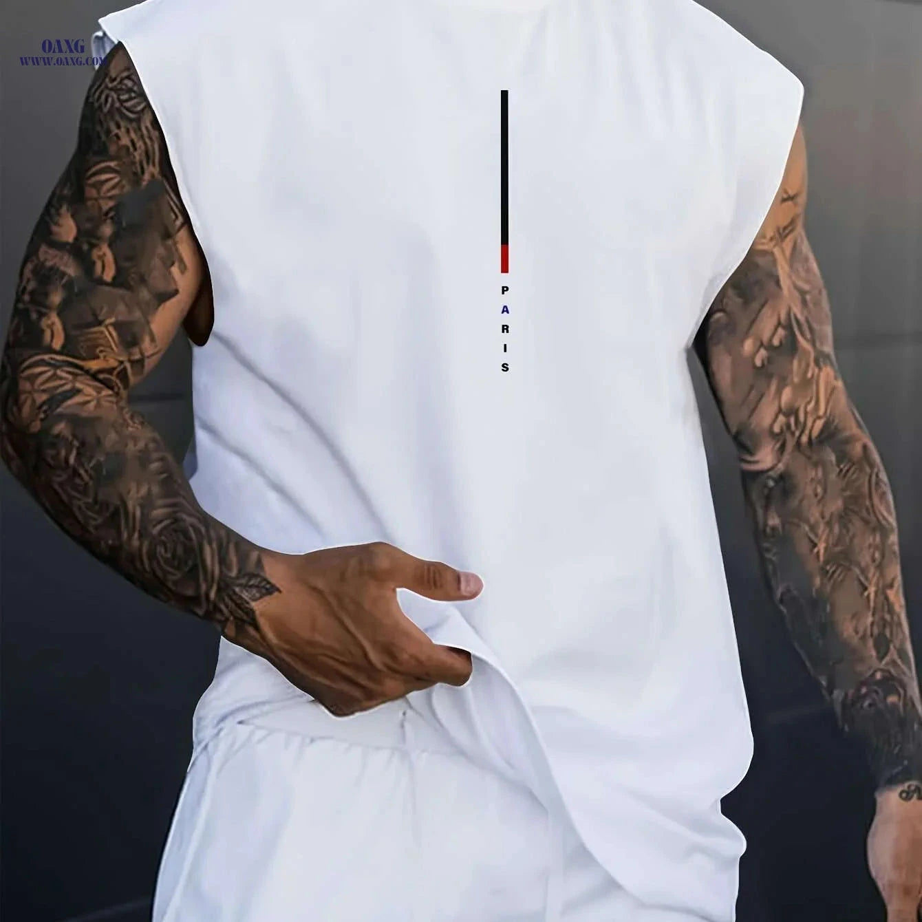 Men's Casual Paris Letter Print Tank Top - Breathable Summer Shirt   OAXG 