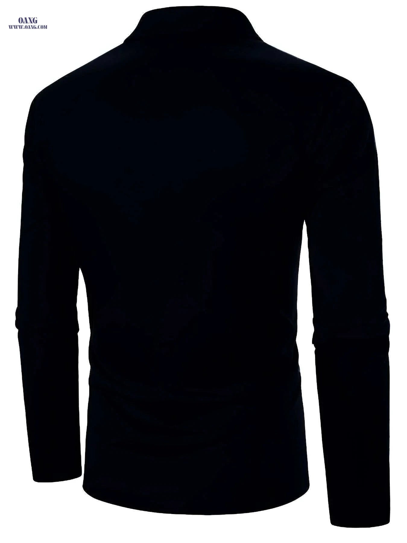 Men's Casual Patchwork Shirt - Long Sleeve Stylish Geometric Design   OAXG Black / S