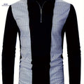 Men's Casual Patchwork Shirt - Long Sleeve Stylish Geometric Design   OAXG 